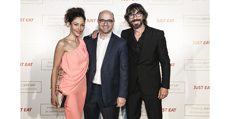Patricia Pérez, Jesús Rebollo y Santi Millán en la gala de premios Just Eat